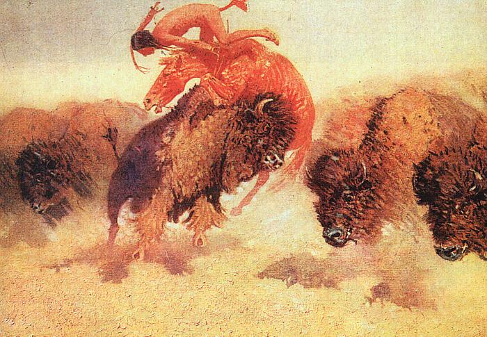 Frederick Remington The Buffalo Runner oil painting image